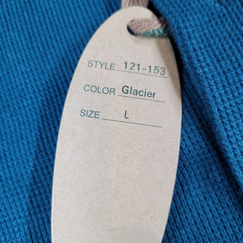 VTG Kayak Mens Glacier Teal Blue Waffle Knit Cotton Polo Shirt 121-153 L NWT - Picture 3 of 10
